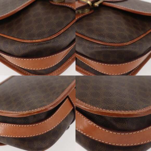 CELINE Macadam Canvas Shoulder Bag Pvc Leather Brown Gold - Picture 10 of 13